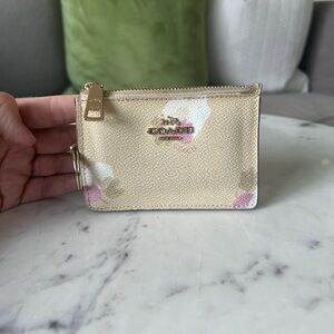 Coach Beige and Pink Floral Card Holder